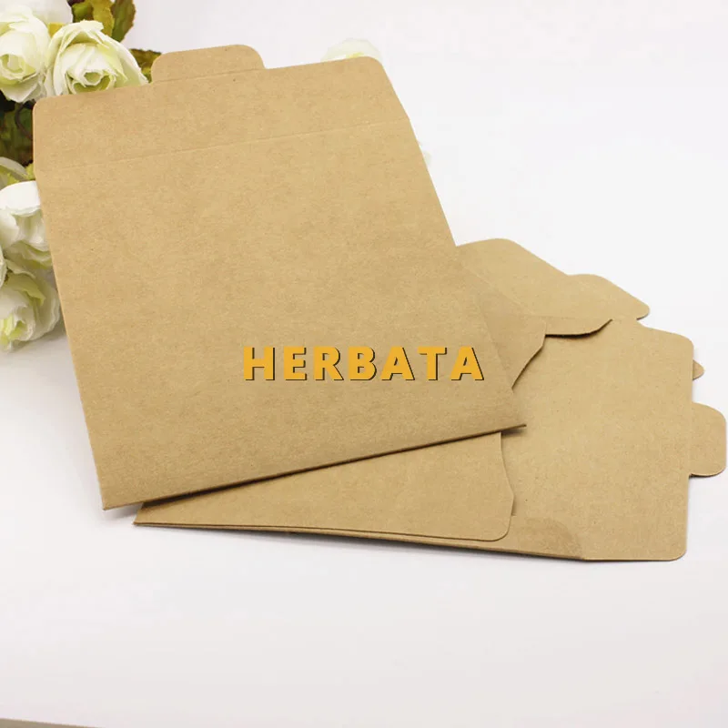 HERBATA (10pcs/lot) 250gsm Kraft CD Paper Case Blank Kraft Envelopes Natural Color Plain Kraft Paper Gift Envelope CD/DVD Paper