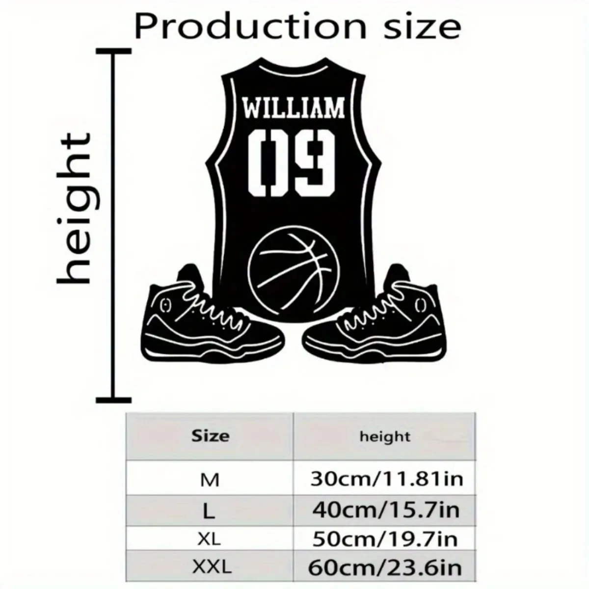 Personalized Basketball Metal Wall Art - Custom Decor with Jersey & Sneaker Designs (Masterpiece Style)