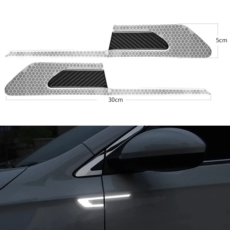 2/4/6pcs Auto Reflective Stickers Warning Tape Bumper Reflective Strips Secure Reflector Stickers Decals Cool Reflective Shape