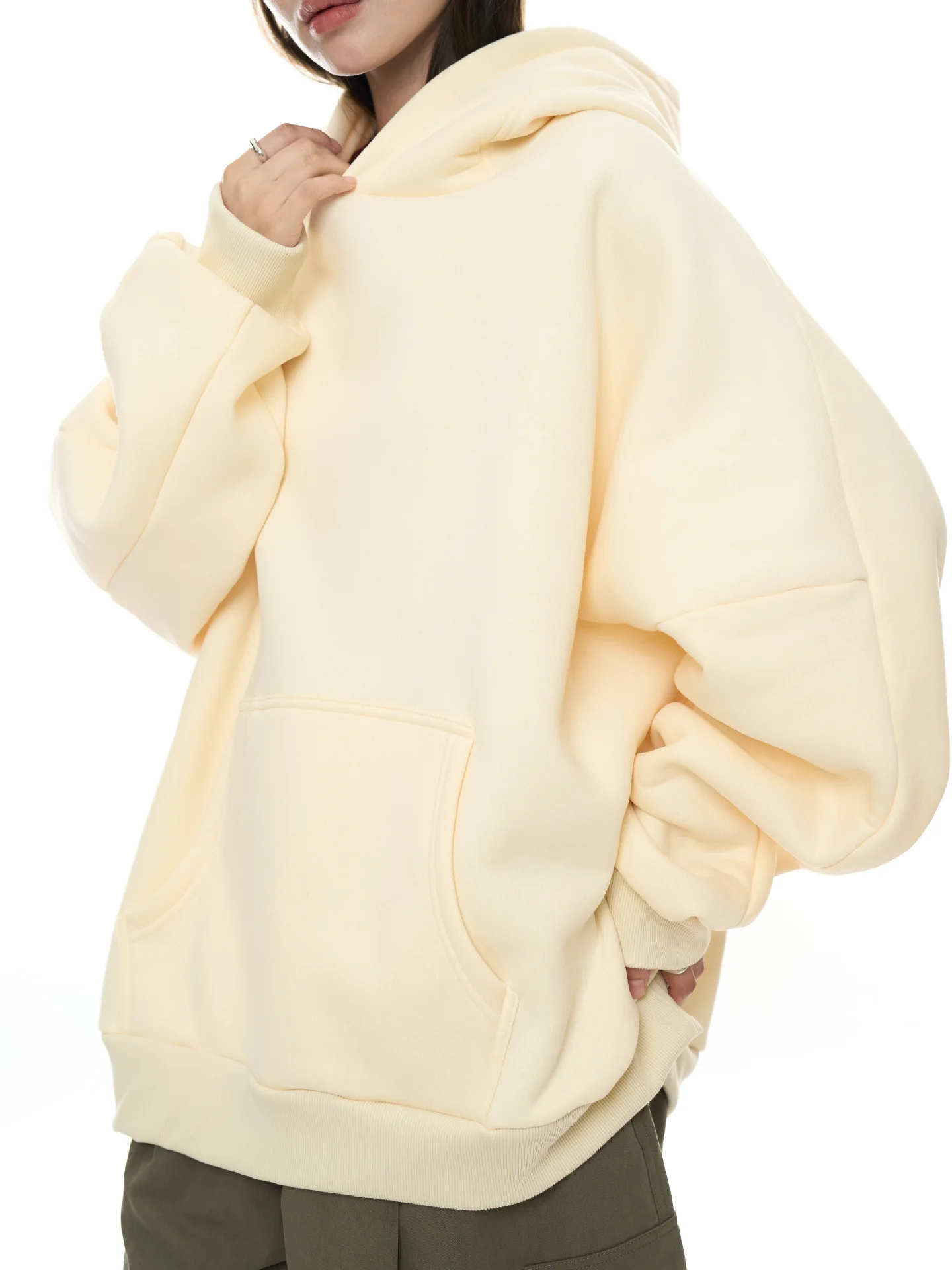 woman warm soft sweatshirt with hoodie