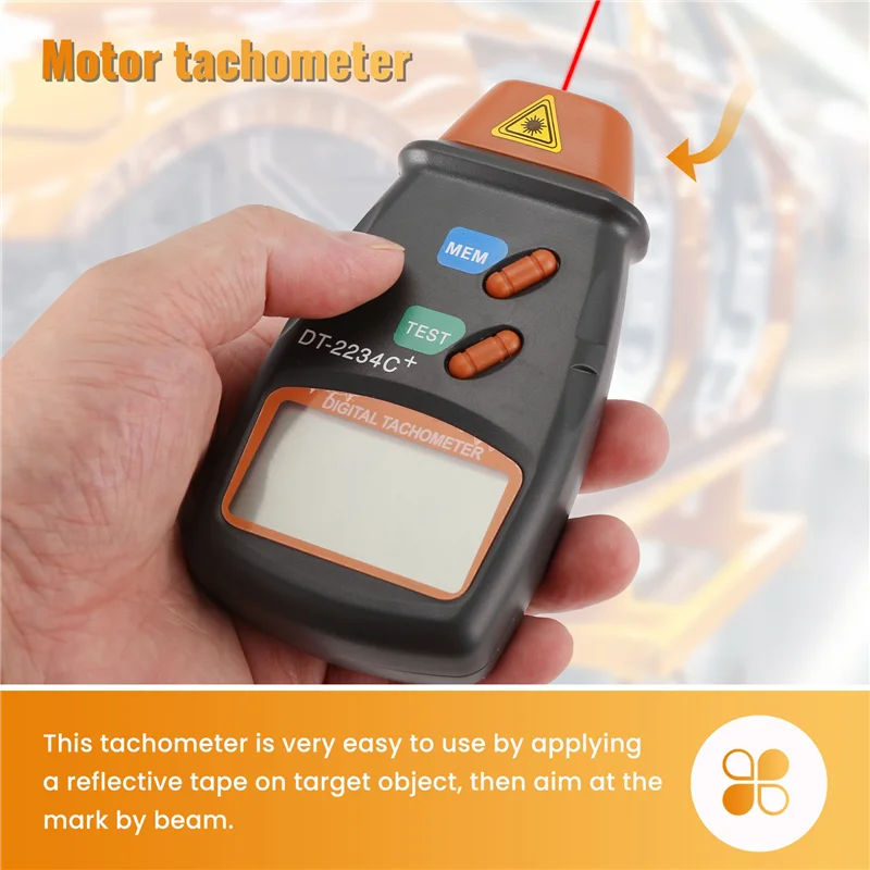 【Today-Only!】Digital Tachometer Rpm Meter Non-Contact 2.5Rpm-99999Rpm Lcd Display Speed Meter Dt2234c Tester Speed