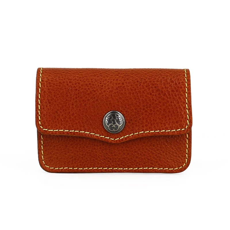Business Card Bag Genuine Leather Handmade Credit Card Purses Cowhide Vintage Organizer Coin Pouch Mini Wallets