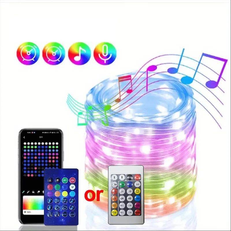 WS2812B RGB LED String 20m 10m 5m DIY Smart IC APP Bluetooth Fernbedienung Lichterkette Dreamcolor Garten party Weihnachten Hochzeit Dekor