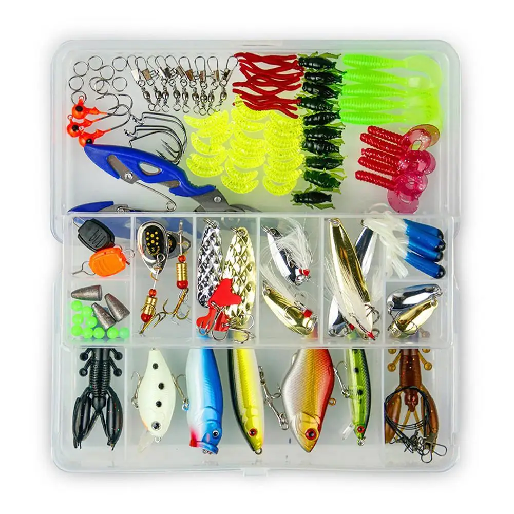 

120Pcs Lure Fishing Bait Set With Transparent Box Artificial Bait Fishing Accessory For Freshwater Saltwater