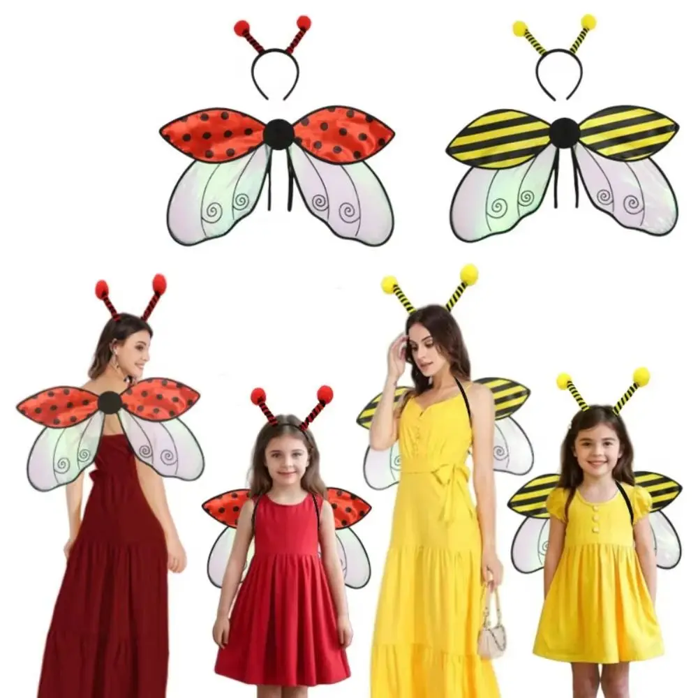 Creative Bugs Cosplay Wings Sparkle Insect Kids Party Wings Elastic Straps Handmade Craft Cosplay Fly Wings Women