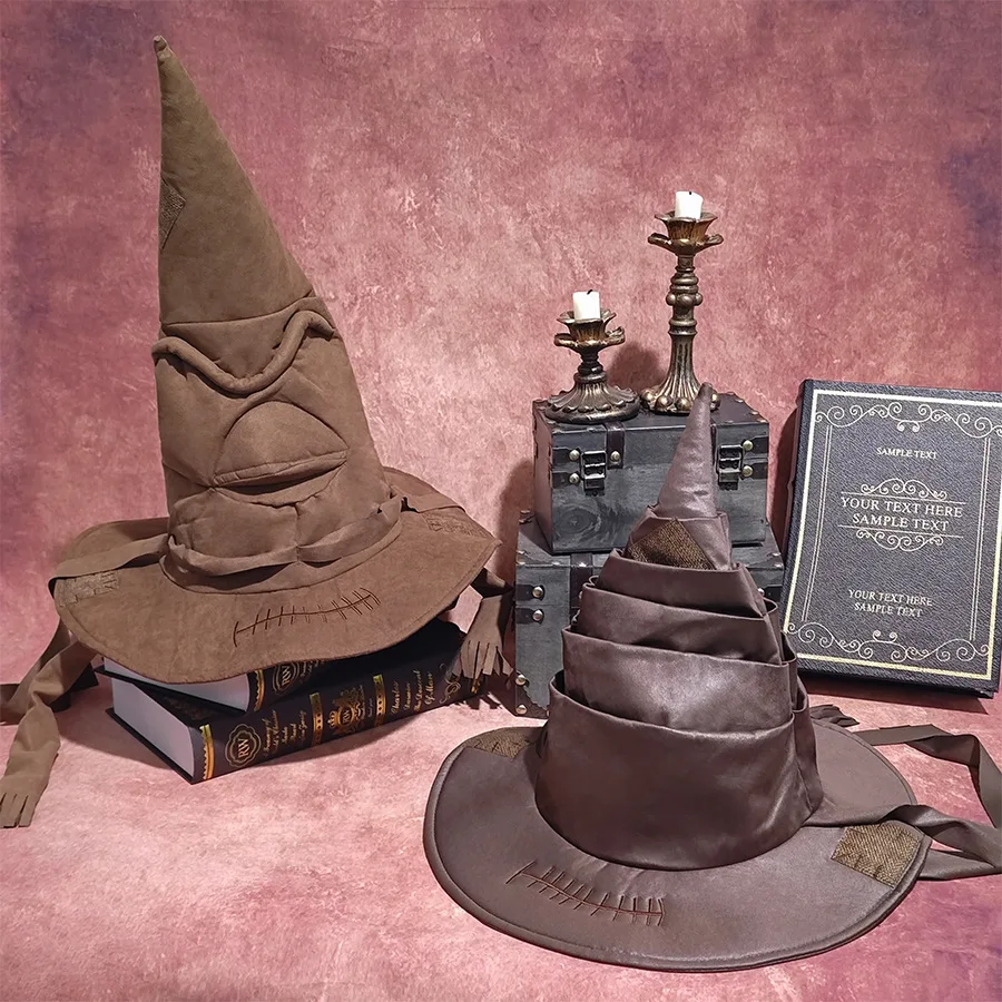 New Fashion Movies Witch Wizard Hat Potters Sorting  Leather Halloween Party Props Dress Up  Men Cosplay Costume Accessories