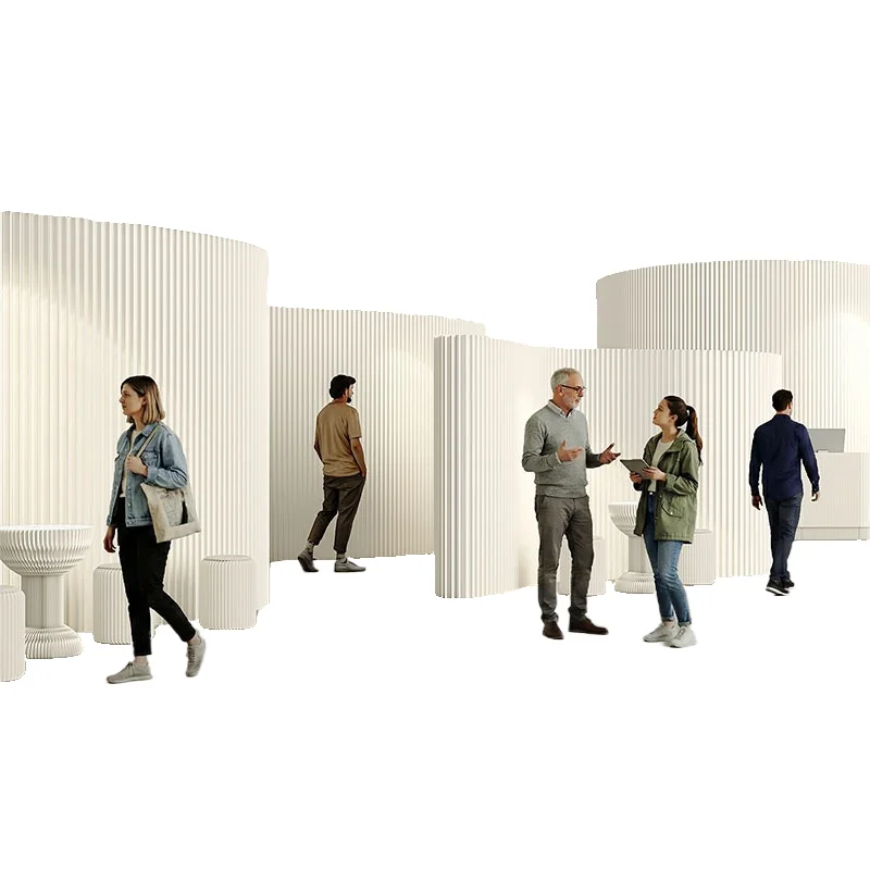 Foldable retractable office partition paper wall exhibition area partition screen home screen live background wall