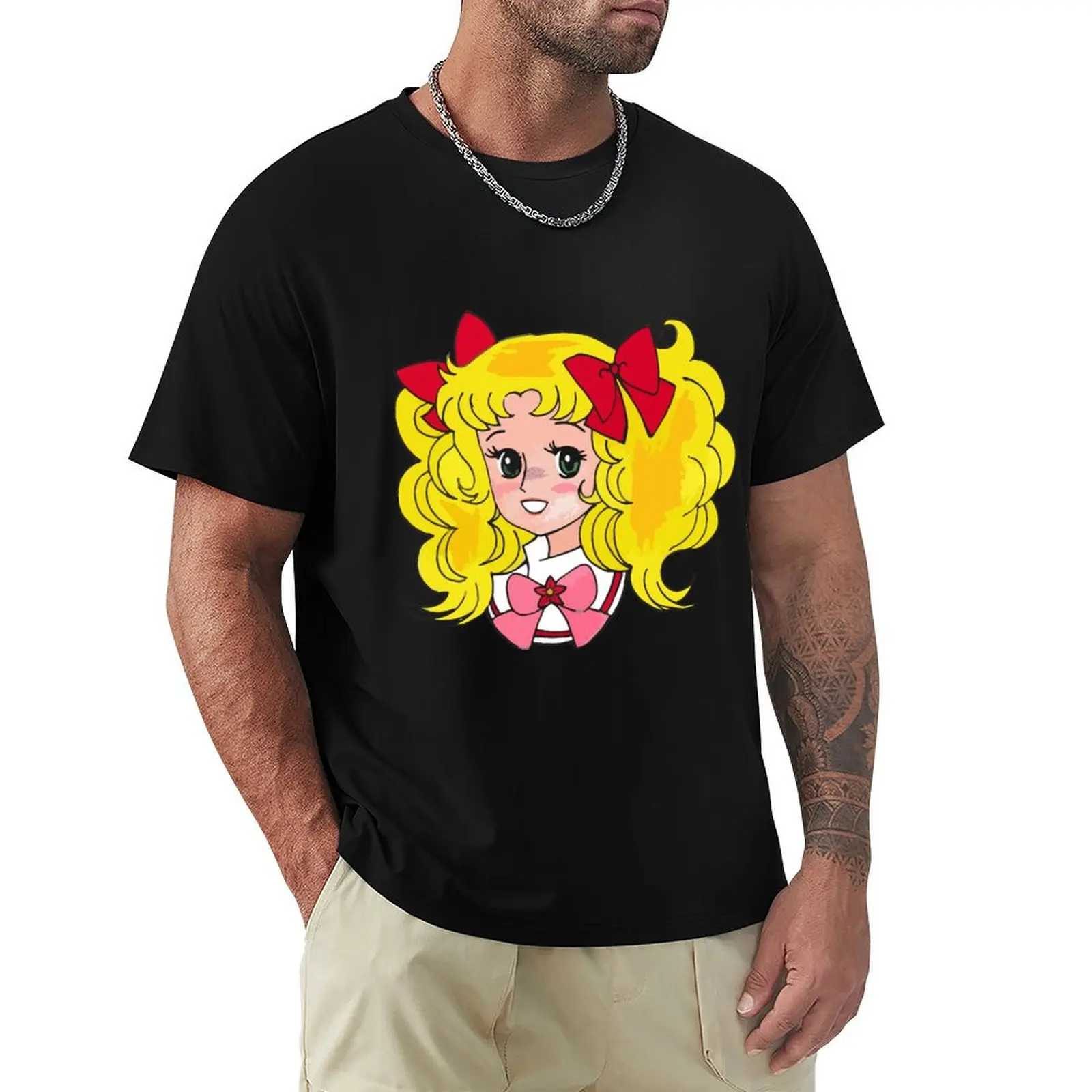 CANDY CANDY WHITE ANIME MANGA FAN ART T-Shirt oversized graphic tee man clothes summer tops shirts graphic tee Men's t shirts