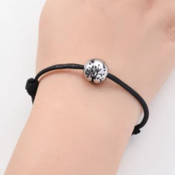 Stainless Steel Memorial Human/Pet Ashes Urns Bracelet Adjustable Tree of Life Round Pendant Cremation Jewelry Gift