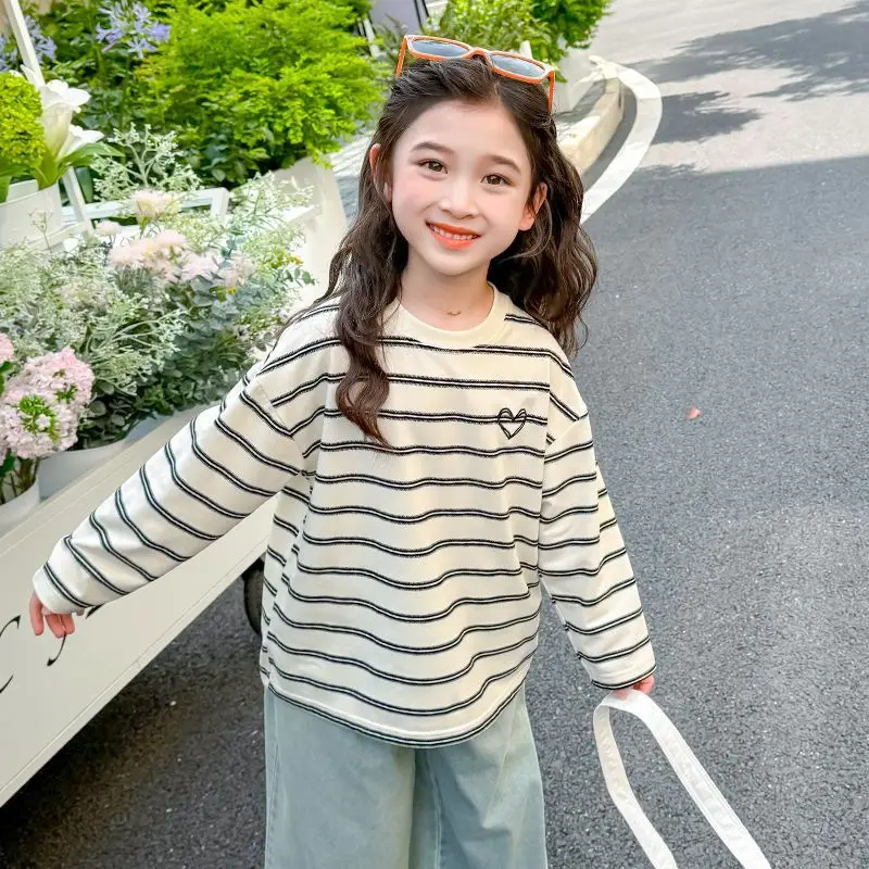 

Полосатая футболка, одежда для девочек от 10 до 12 лет, модная детская верхняя одежда для девочек, детская одежда для подростков 4, детская футболка 5 6