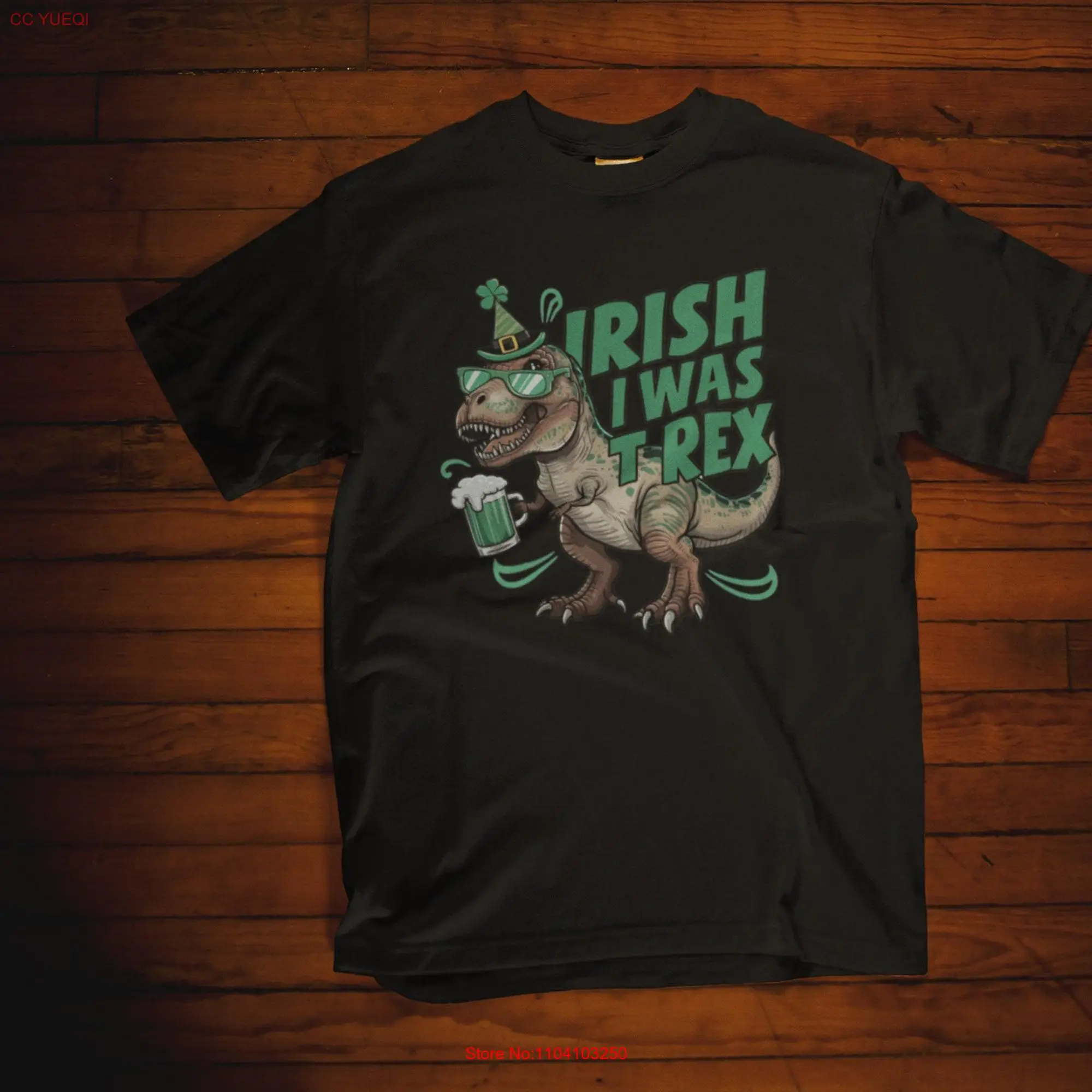 Funny 'Irish I was a T Rex' Shirt for Ireland Dino Lovers long or short sleeves