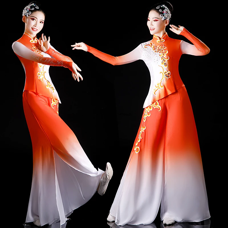 

Yangko costume 2024 new fan dance solo set Chinese style classical dance dress female elegant