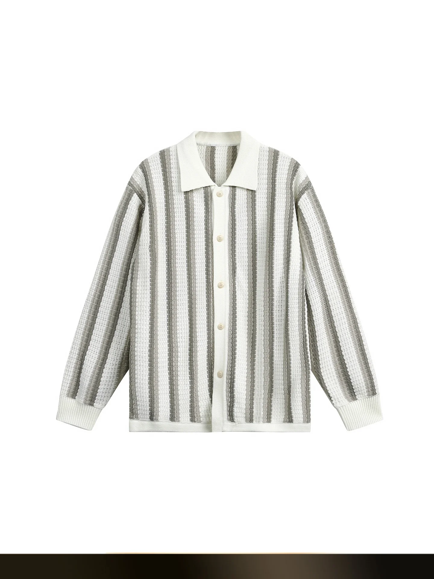 

Американский ретро-кардиган в полоску с отложным воротником, повседневный, осенний, вязаный, для пар, свободного кроя, с длинными рукавами, теплый