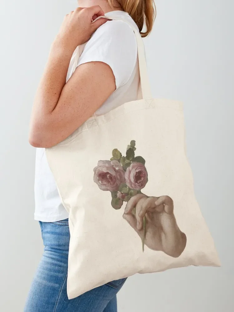 

Hand with Roses - Painting Detail Tote Bag Women bags Woman shopper bag custom fabric bag large size bags