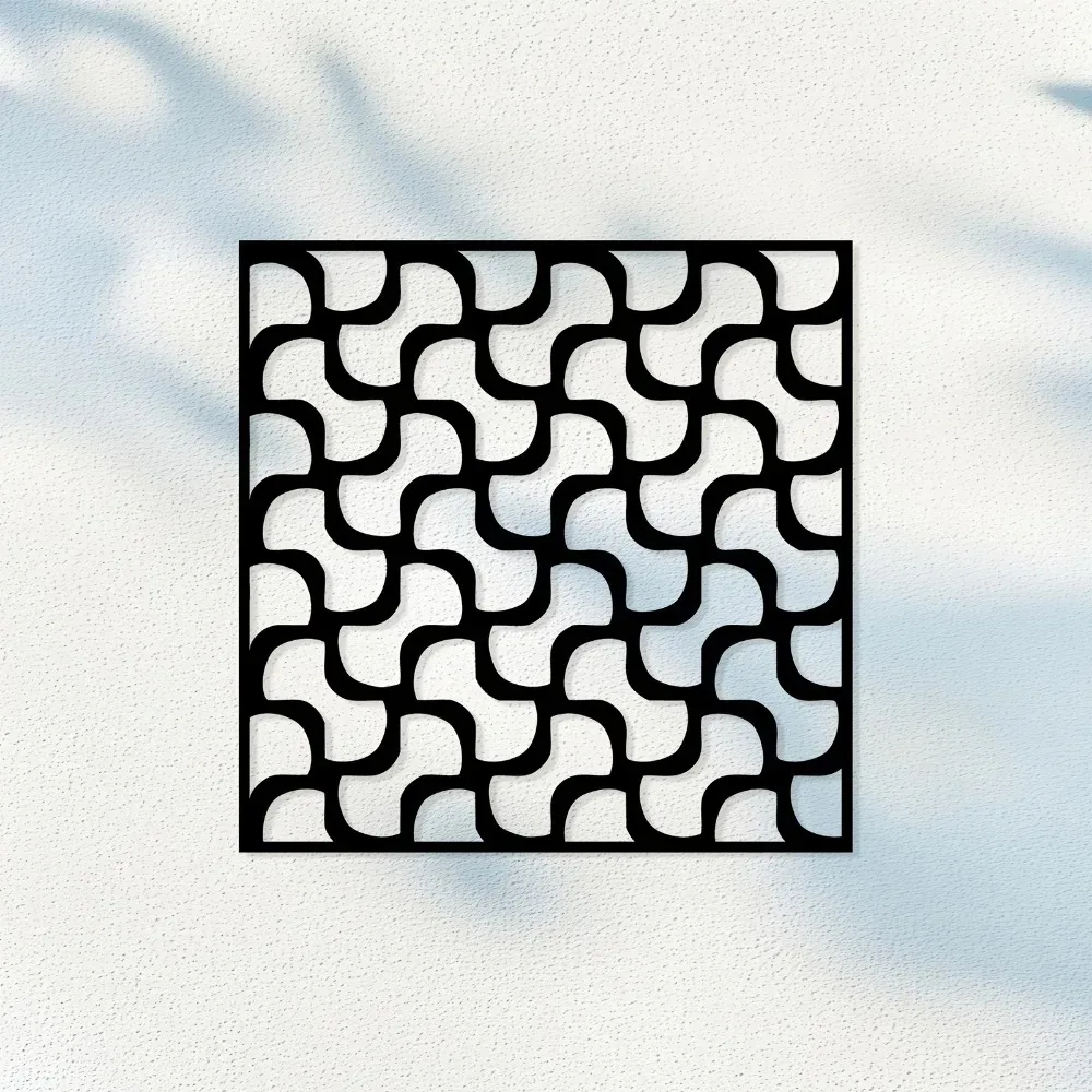 Rustproof Geometric Wave Iron Wall Art, Metal Sculpture for Indoor Outdoor Home Decor