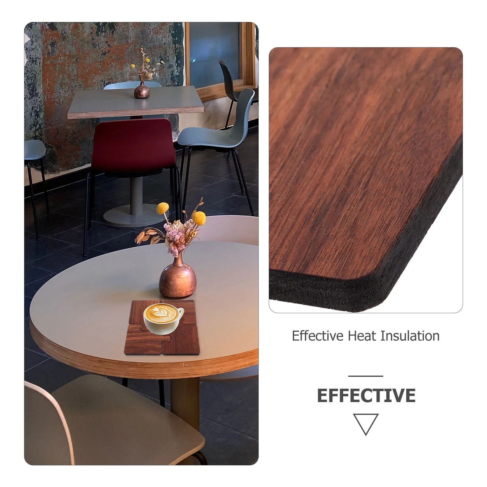 4 قطعة قواعد أكواب الشاي الخشبية معزولة مقاومة للحرارة الملمس الطبيعي تصميم بسيط ديكور مهرجان الملحقات #3