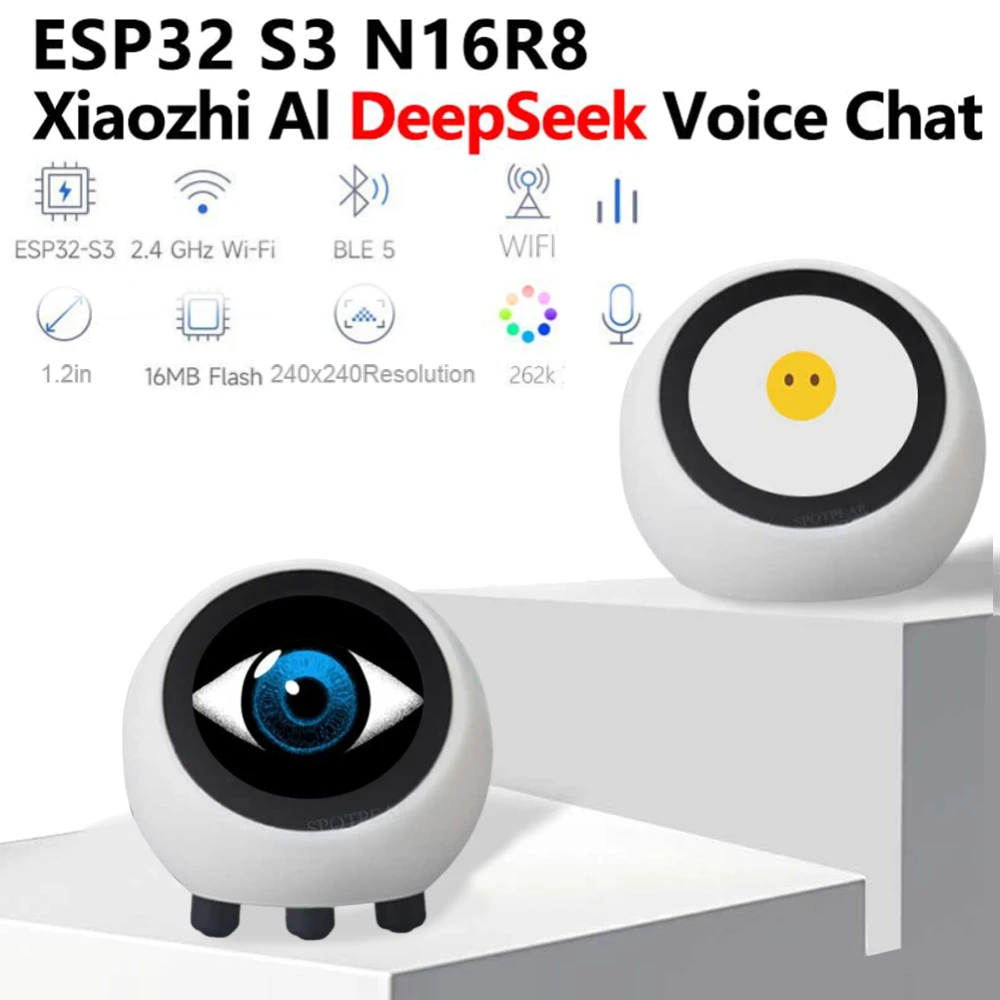 DeepSeek XiaoZhi AI صوت الدردشة روبوت ESP32-S3 1.28 بوصة LCD N16R8 مجلس التنمية على مدار الساعة سطح المكتب الحلي