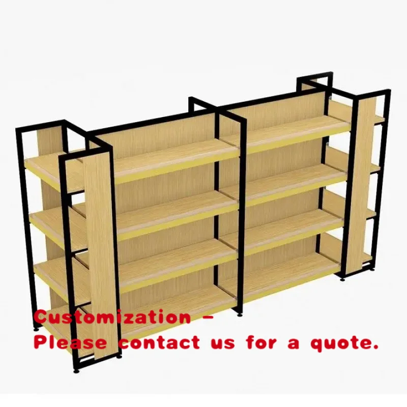 custom.Metallic Double-Sided Supermarket Shelves Display Rack Grocery Stores-Light Duty