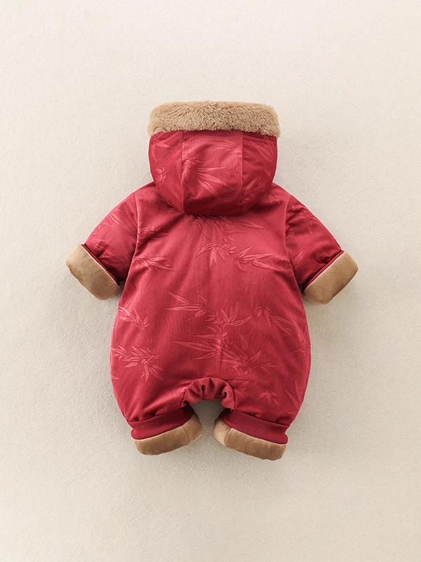 中国風スレフセ裏地付きベビー服新年衣装かわいいお祭り服冬用幼児服