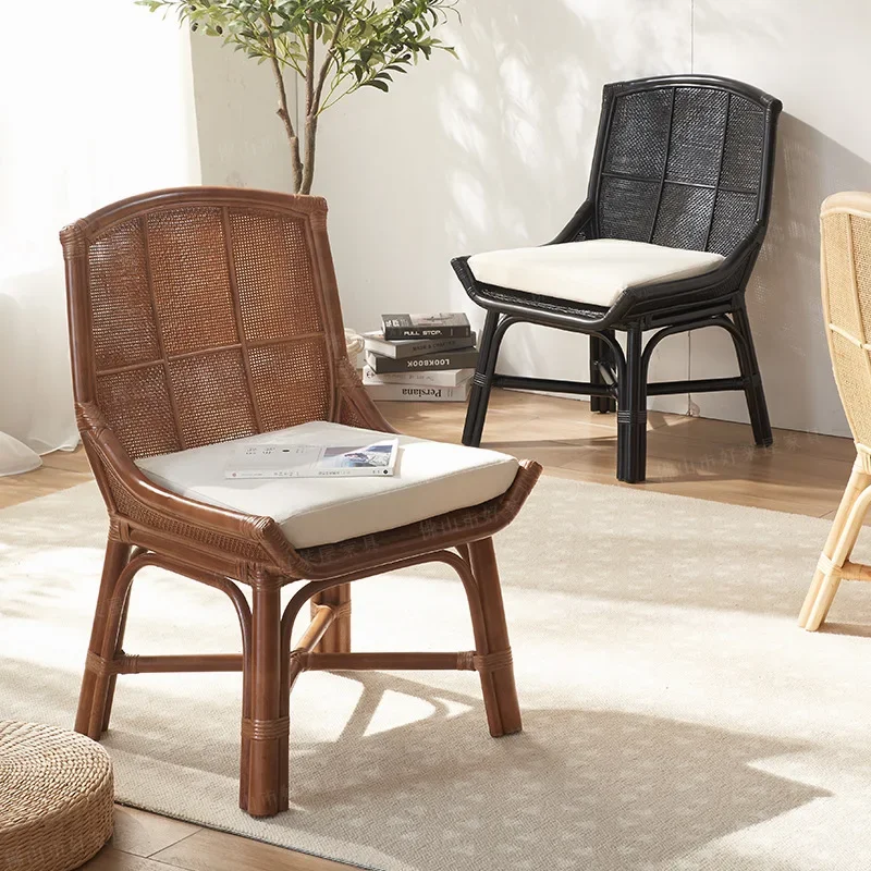 Cadeira de vime real estilo japonês, ágata natural, rattan indonésio, retrô, casual, cadeira única, restaurante, jantar, homest