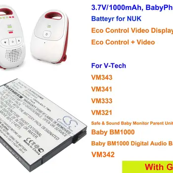 V-Tech Baby BM1000 용 Cameron Sino 1000mAh 배터리 BT298555, Safe & Sound Baby Monitor Pare, VM321, VM333, VM341, VM343, VM342 
