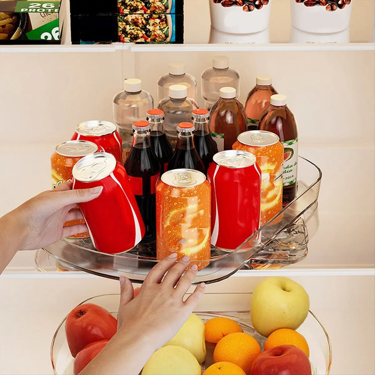 【Multifunctional】 Storage Turntable for Refrigerator, Transparent Swivel Fridge Lazy Susan Turntable Organizer,For Fridge, Pantr