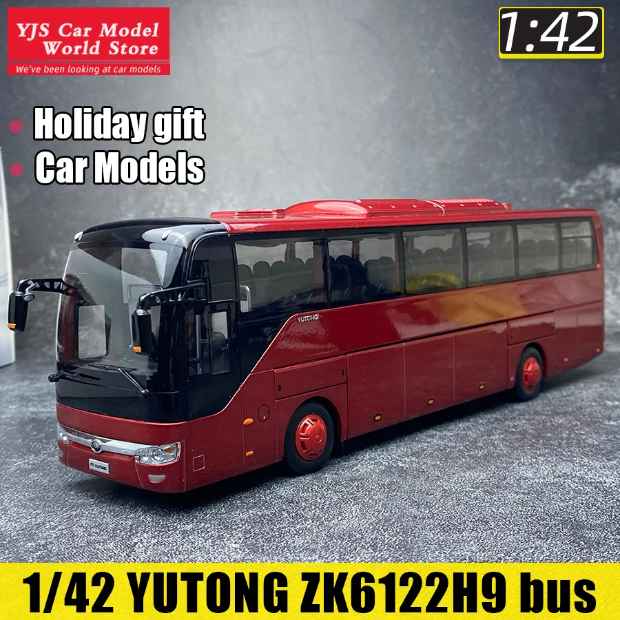 OEM 1/42 Yutong ZK6122H9 bus model Red static decoration Holiday gift collection diecast model