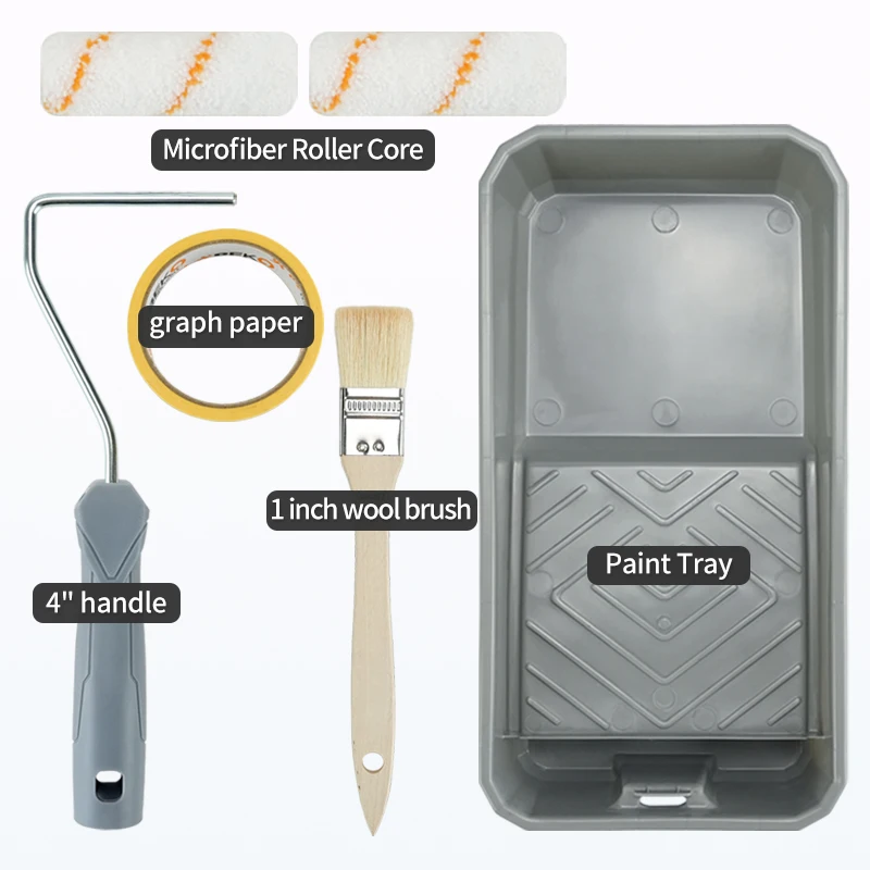 6-in-1 Multi Brush Set 4Inch - Precision Painting Tools for Corners/Edges, Quick Change Anti-Rust Roller Cabinet/Wall Use