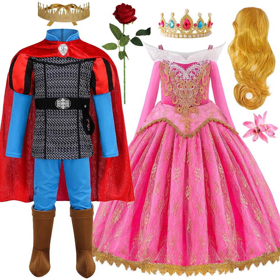 Boys Philip Cosplay Prince Costume Fairy Tales Aurora Dress Up Outfits Kids Stage Performance Princess Fancy Halloween Clothes