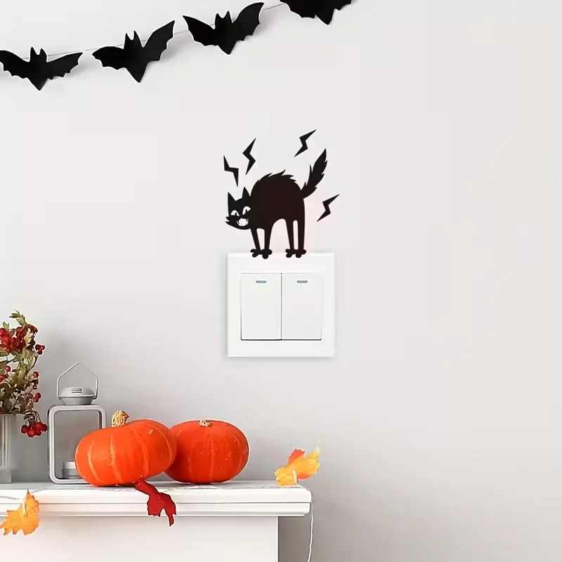1 Halloween switch sticker, fun and surprising cat design - perfect for home decoration