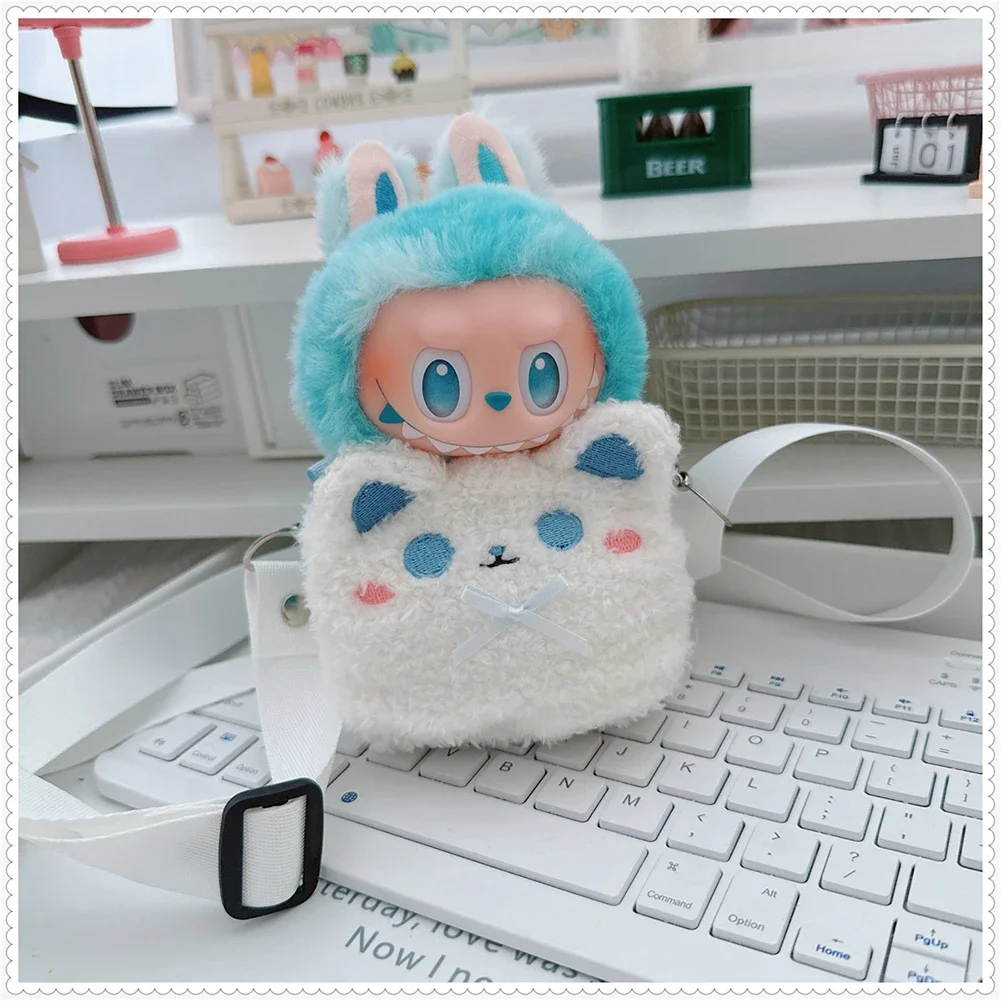 การ์ตูนCrossbodyกระเป๋าตุ๊กตาของขวัญกล่องกระเป๋าตกแต่งน่ารักสําหรับ 15/17 ซม.Labubu 10 ซม.ตุ๊กตาผ้าฝ้ายตุ๊กตาOutingอุปกรณ์เสริม