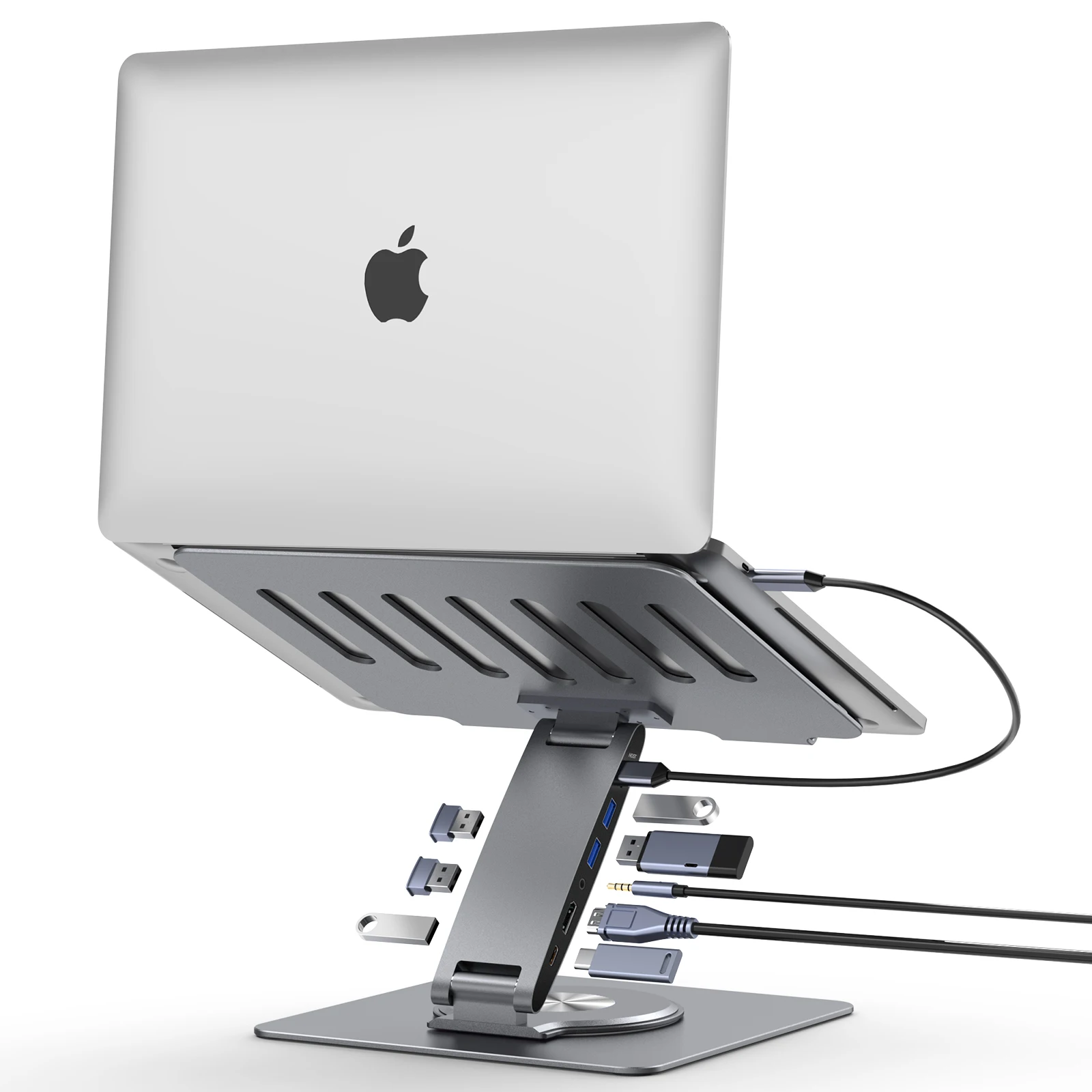 

Laptop Docking Station Stand 8-IN-1 Hub Dual Display 4K HDMI USB3.0 3.5mm Audio Jack for MacBook Pro/Air/Dell/HP/Surface/Lenovo