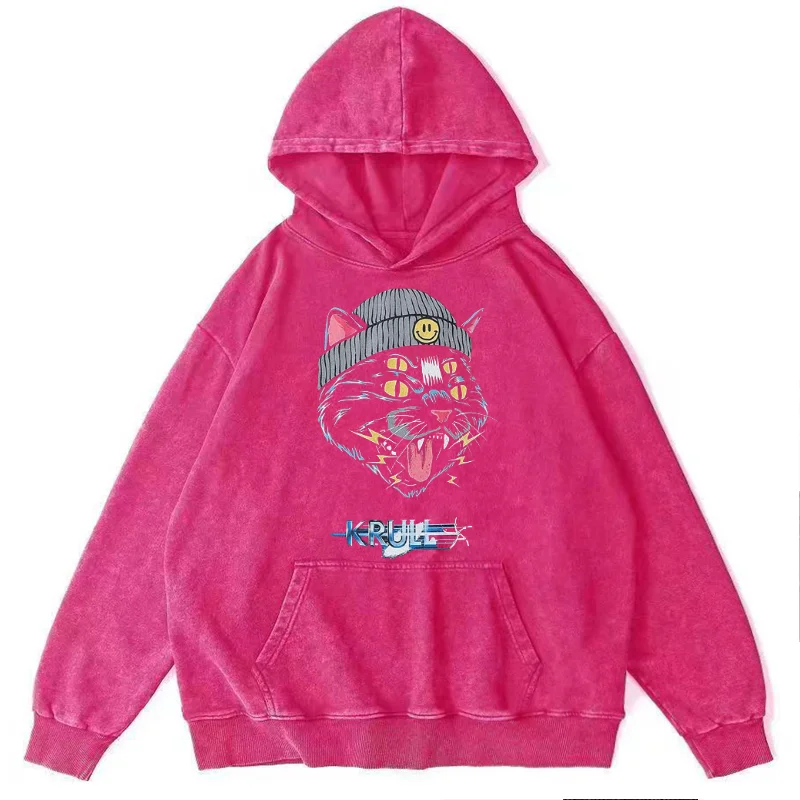 Pure Cotton Material Hoodies for Men Washed Denim Sweatshirt Hoodie Krull Pattern Design  Y2k Costume Unisex Montclair Anime
