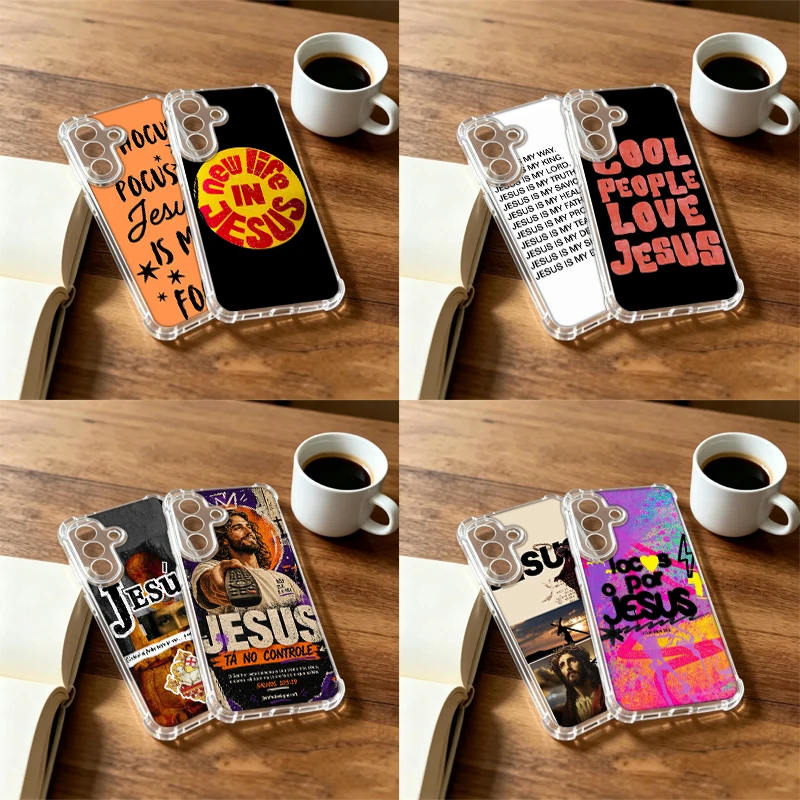 Jesus God Quote Scrawl Phone Case For Samsung A57 A37 A27 A17 A16 A26 A36 A56 A55 A35 A25 A15 Galaxy A05S A06 A07 A50 A51 A30 A3