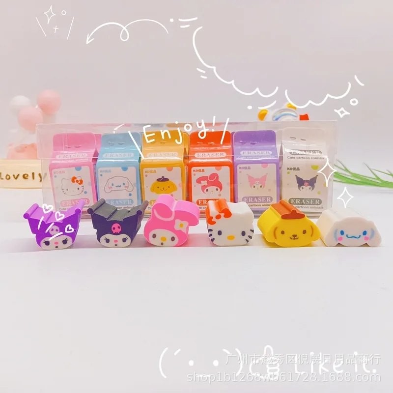 24/36pcs Sanrio Cartoon Melody Doll Design Rubber Eraser Creative Cartoon Cute Student Painting Eraser School Supplies Wholesale