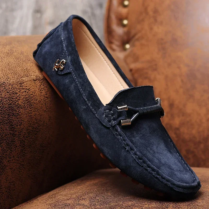 Genuine Leather Blue Handmade Loafers Men Shoes Slip On Mens Loafers Dad Shoes Loafers Moccasins Driving Shoes For Men Mocasines