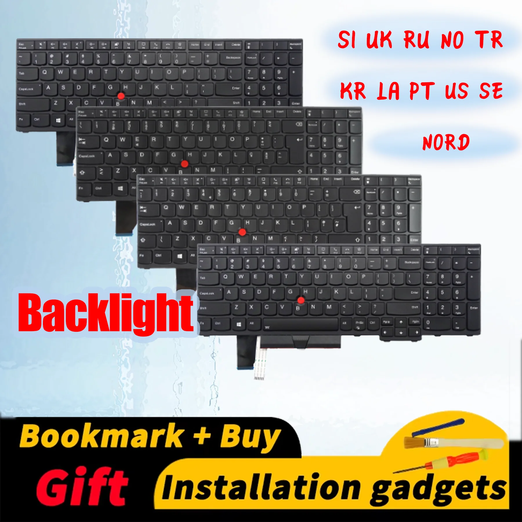 

Suitable for Lenovo Thinkpad L15 Gen1/L15 Gen2 backlit keyboard KR NO NORD LES PT UK US RU SE SI TR