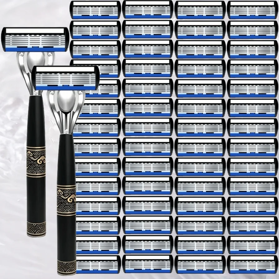 6-layer Stainless Steel Blade Men Razor Washable For Travel For Home Shaver Manual Shave Razors For Daily Face Care