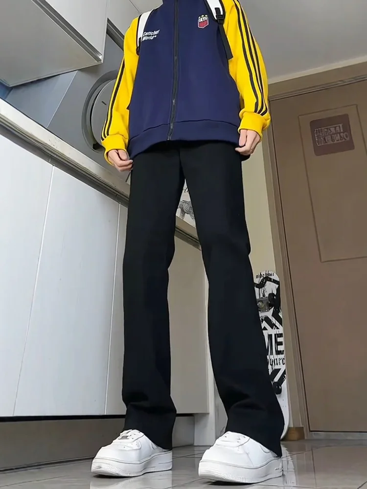 

Cleanfit облегающие джинсы с высокой талией, черные джинсы, мужские брюки с изогнутыми ножными брюками, прямые брюки American Vibe High Street