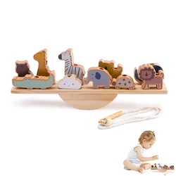 Kids Wooden Montessori Toys Threading Board Beech Wooden Educational Toy Animal Button Beaded Blocks Puzzle Toy Baby Gifts