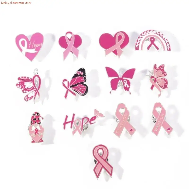 F92D Health Advocacy Pink Ribbon Lapel Pin Sweater Badge Accessory for Charity Event