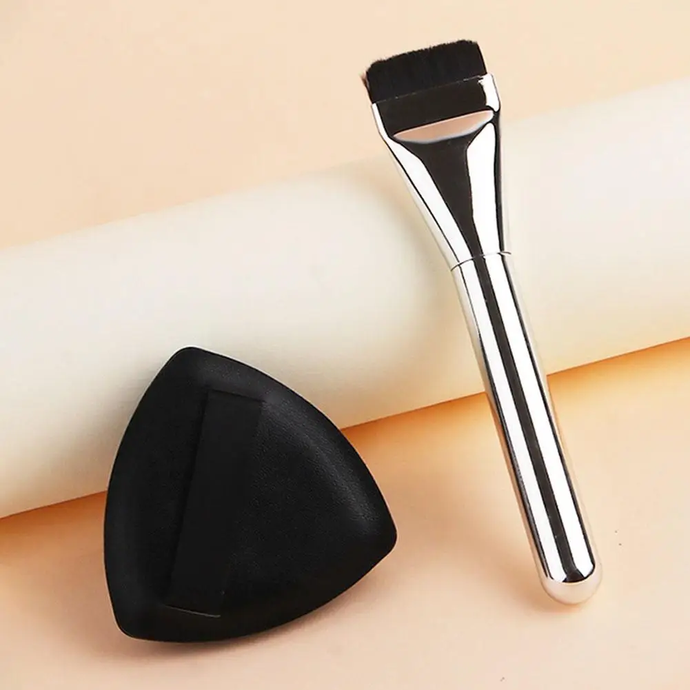 1PCS Concealer Foundation Make-Up Borstel En Zwart Blender Tool Platte Borstels Bladerdeeg Hoofd Ultradunne Applicator Cosmetische Spons