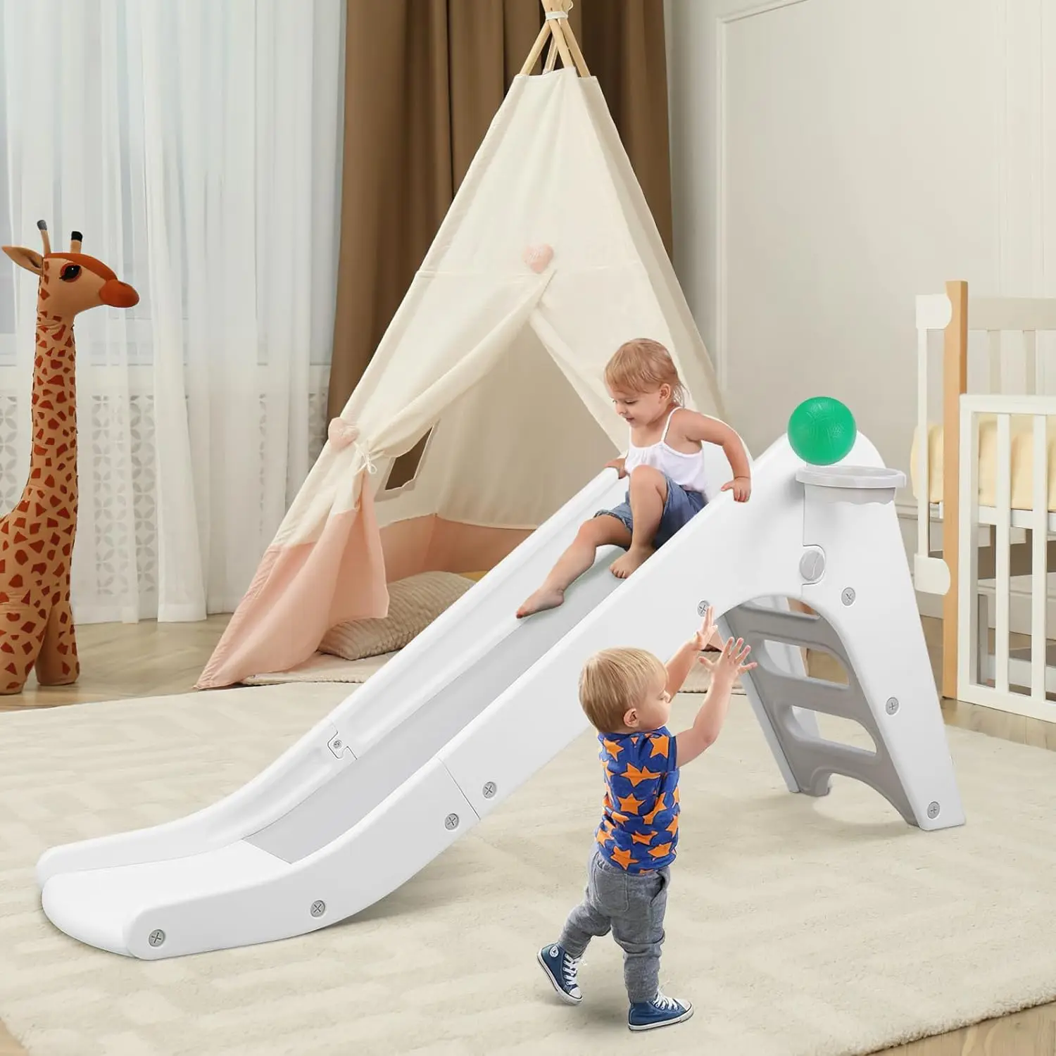 Scivolo per bambini Scivolo per bambini Set di scivoli per scalatore da gioco per bambini per interni con canestro da basket
