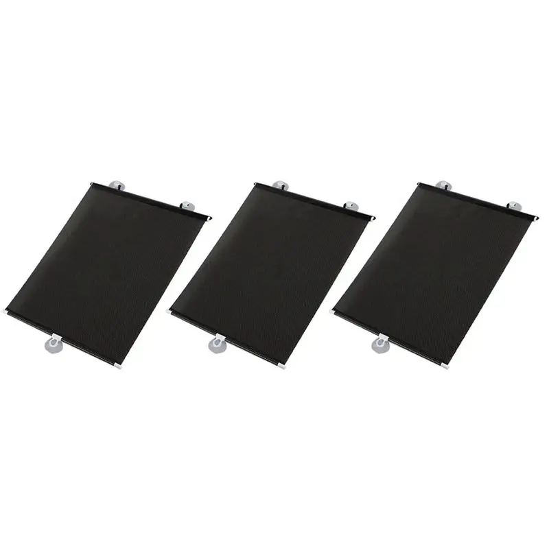 3X Sunshade Roller Blackout Suction Cup Blinds Curtains For Living Kitchen Office Car Window Free-Perforated Curtain E-B61B