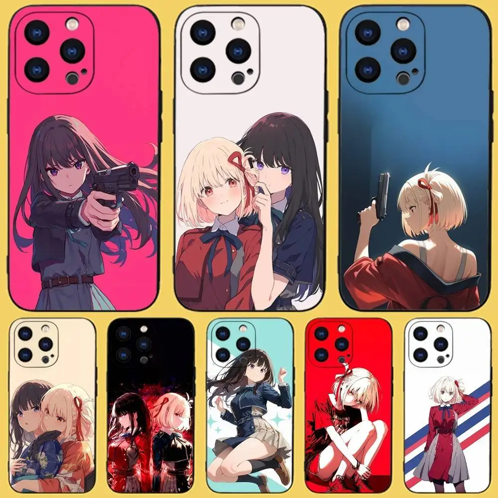 

Anime L-Lycoris R-Recoil Phone Case For iPhone 16,15,14,13,12,11,Pro,XS,Max,XR,Plus,E,SE4,Mini Black Fashion Cover