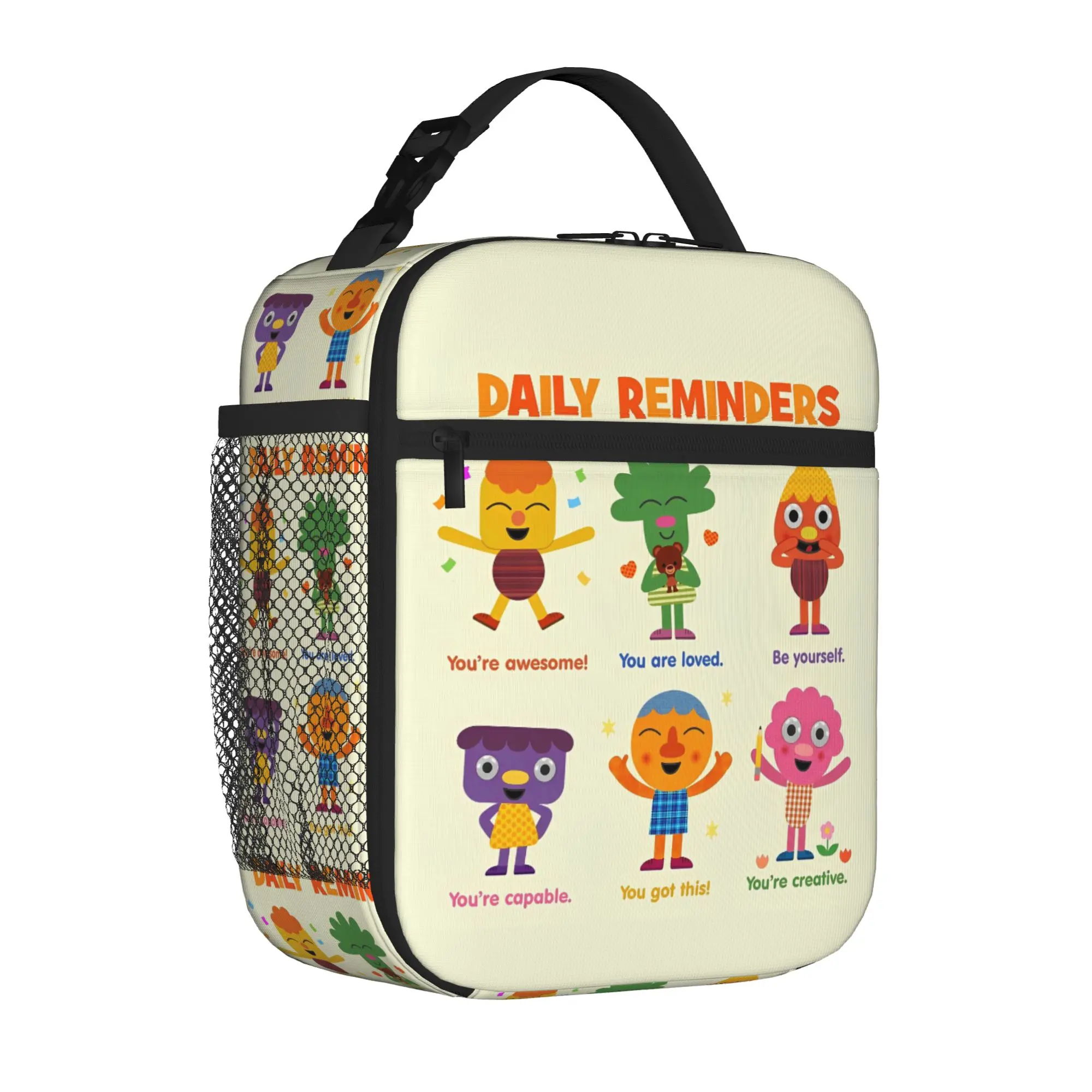 Noodle & Pals Micro Super Simple Insulated Lunch Bag Daily Reminders Food Container Portable Thermal Cooler Lunch Box For Picnic