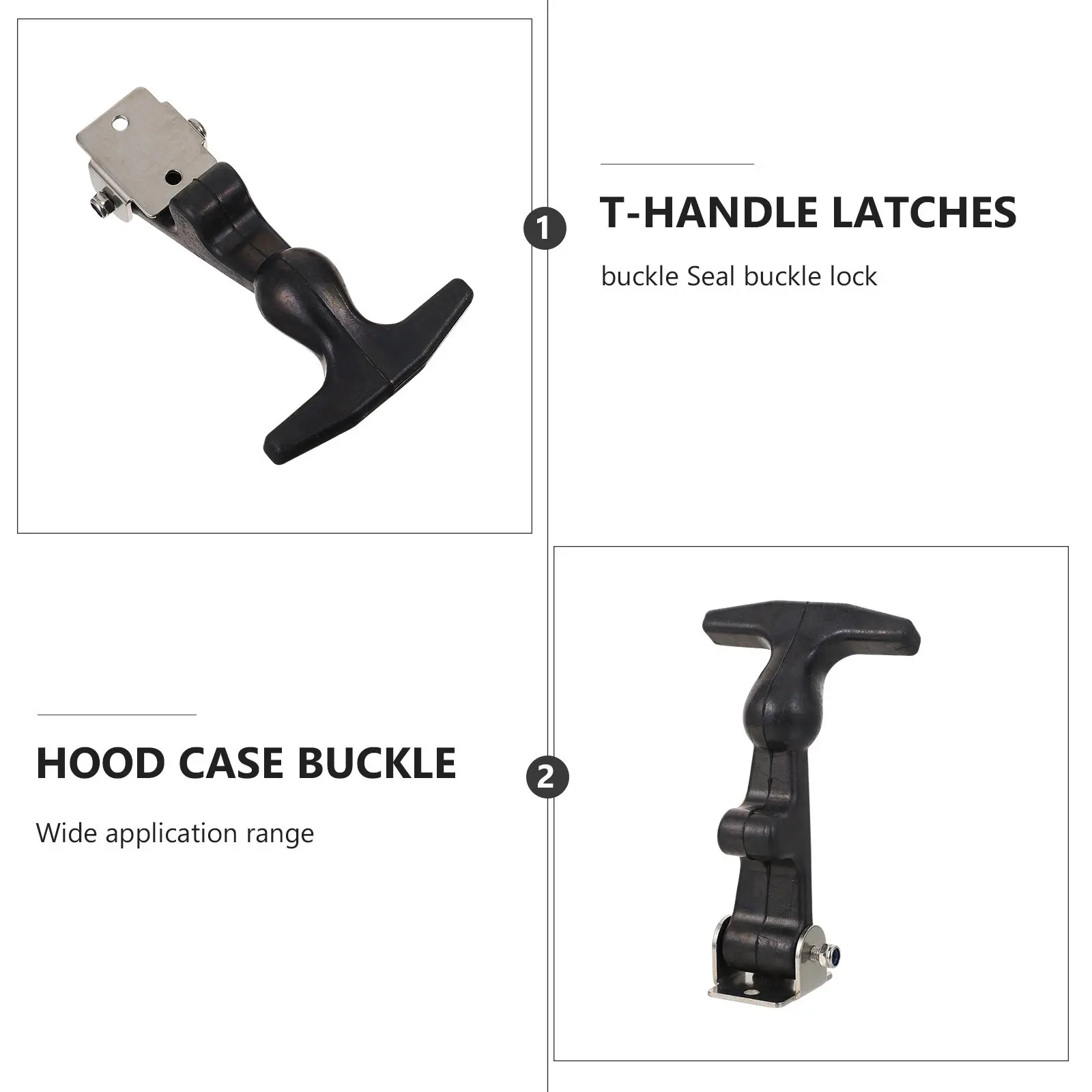 2Pcs T-Handle Draw Latches Stainless Steel Curved Grip Draw Latches for Tool Box Vehicle Engine Hood Elastic Flexible Hasp