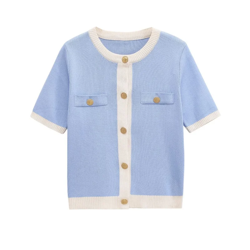 

Весенне-осенние однобортные рубашки с круглым вырезом и короткими рукавами, женские универсальные модные кардиганы на пуговицах, женская повседневная одежда 2026