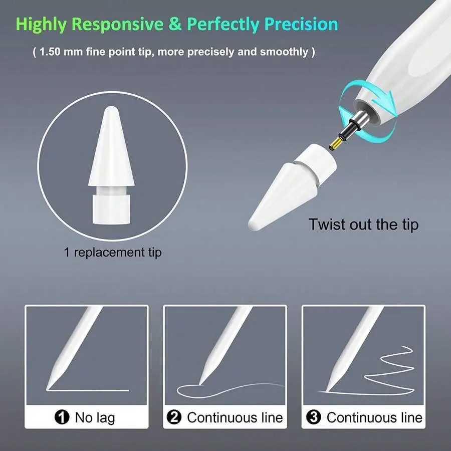 قلم ستايلس لأقلام الرصاص مع شاشة عرض طاقة رفض اليد لـ 2022-2018 iPad/air/Pro Apple Pencil لملحقات iPad
