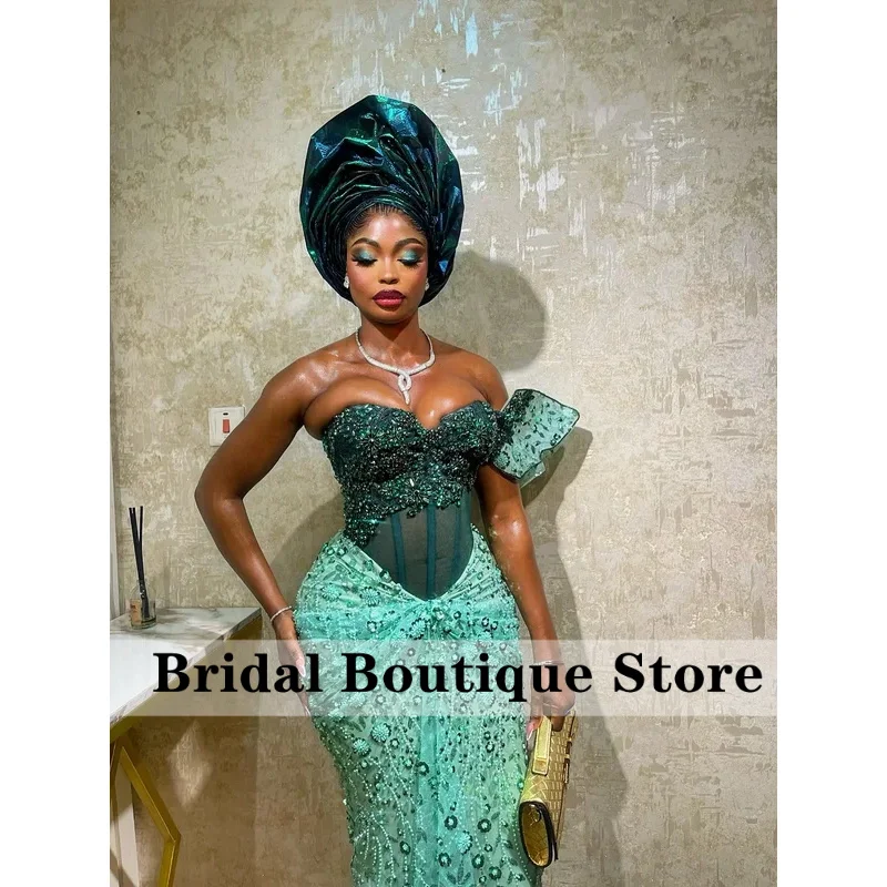 فستان زفاف نيجيري تقليدي فاخر مطرز بالدانتيل فساتين استقبال الزفاف فستان عيد الميلاد الأفريقي Asoebi فستان رسمي للحفلات #2